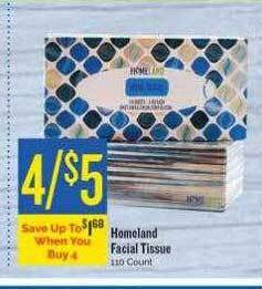 Homeland Market Homeland facial tissue offer