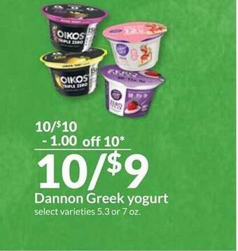 Hy-Vee Dannon greek yogurt offer