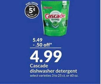 Hy-Vee Cascade dishwasher detergent offer