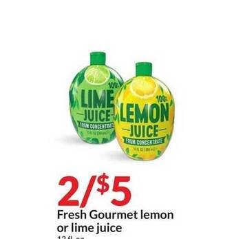 Hy-Vee Fresh gourmet lemon or lime juice offer