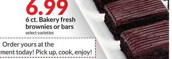 Hy-Vee 6 ct. bakery fresh brownies or bars offer