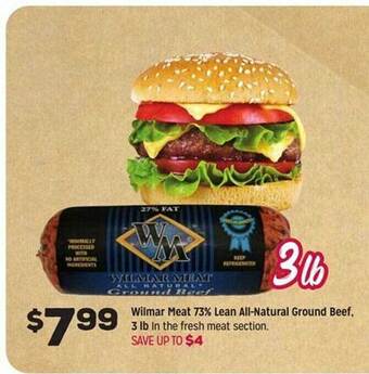 Grocery Outlet Wilmar meat 73% lean all-natural ground beef offer