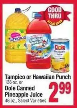 Jewel-Osco Tampico or hawaiian punch or dole canned pineapple juice offer