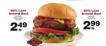 Price Chopper 80% lean ground beef offer