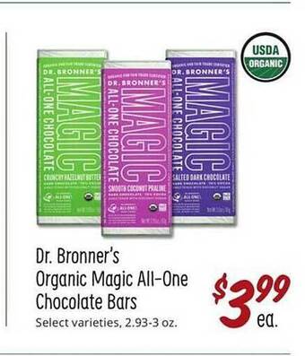 Sprouts Farmers Market Dr. bronner's organic magic all-one chocolate bars offer