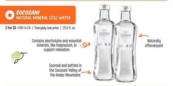 Sprouts Farmers Market Socosani natural mineral still water offer