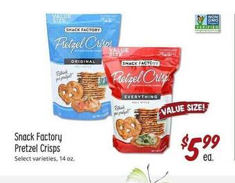 Sprouts Farmers Market Snack factory pretzel crisps offer