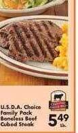 Fairplay Usda choice family pack boneless beef cubed steak offer