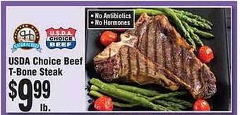 Rosauers Usda choice beef t-bone steak offer