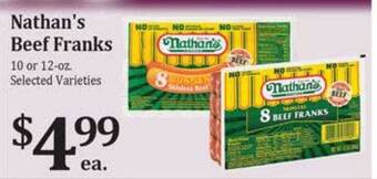 Rosauers Nathan's beef franks offer