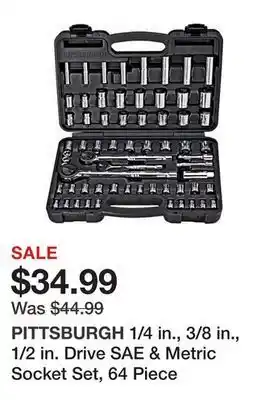 Harbor Freight Tools 1/4 in., 3/8 in., 1/2 in. drive sae & metric socket set, 64 piece offer