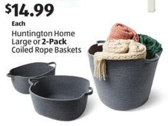 Aldi Huntington Home Large or 2-Pack Coiled Rope Baskets offer