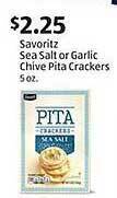 Aldi Sea salt or garlic chive pita crackers offer