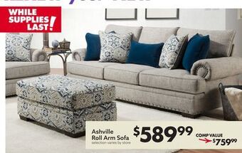 Big Lots Ashville roll arm sofa offer