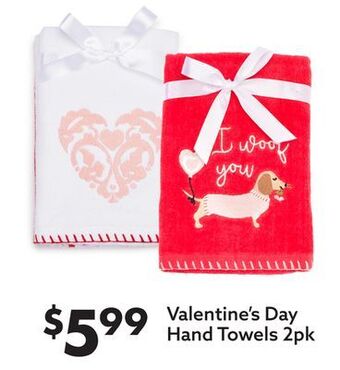 Big Lots Valentine's day hand towels 2pk offer
