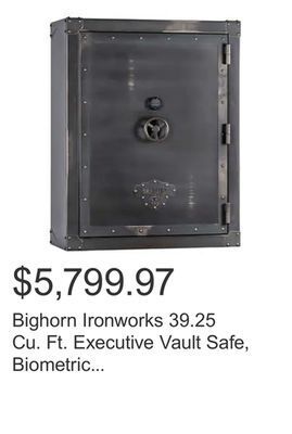 Costco Bighorn ironworks 39.25 cu. ft. executive vault safe, biometric lock, fire rated offer
