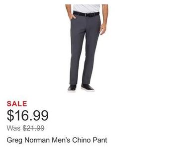 Costco Greg norman men's chino pant offer