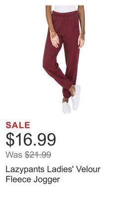 Costco Lazypants ladies' velour fleece jogger offer