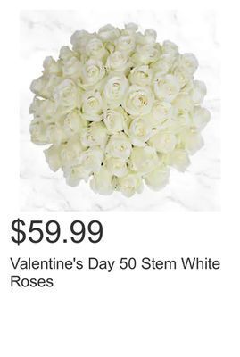 Costco Valentine's day 50 stem white roses offer