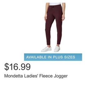 Costco Mondetta ladies' fleece jogger offer