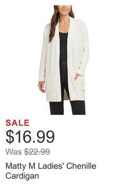 Costco Matty m ladies' chenille cardigan offer
