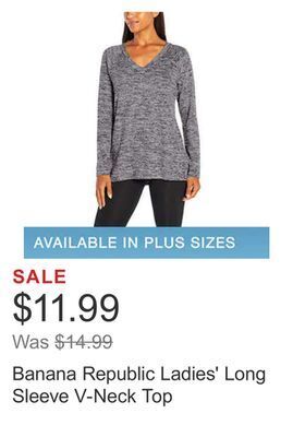 Costco Banana republic ladies' long sleeve v-neck top offer