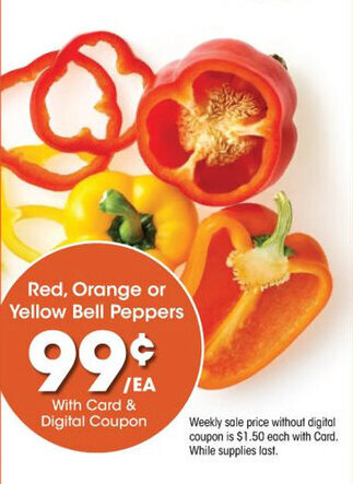 Kroger Red, Orange or Yellow Bell Peppers offer