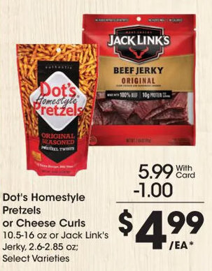 Kroger Dot's Homestyle Pretzels or Cheese Curls offer
