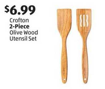 Aldi Crofton 2-piece olive wood utensil set offer