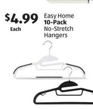 Aldi Easy home 10-pack no-stretch hangers offer