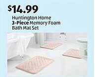 Aldi Huntington home 3-piece memory foam bath mat set offer
