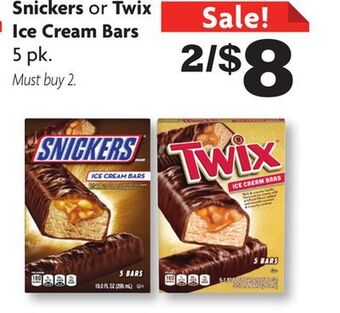 Family Dollar Snickers or twix ice cream bars offer