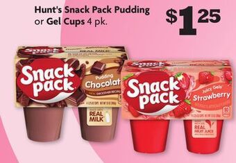 Family Dollar Hunt's snack pack pudding or gel cups offer