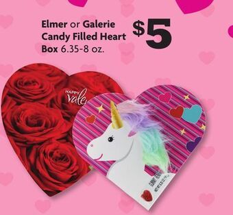 Family Dollar Elmer or galerie candy filled heart box offer