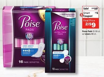 Family Dollar Poise pads 12-30 ct. or liners 48 ct. offer