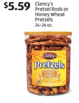 Aldi Clancy's pretzel rods or honey wheat pretzels offer