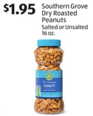 Aldi Southern grove dry roasted peanuts offer