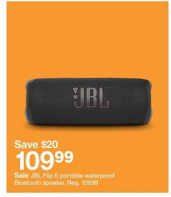 Target Jbl flip 6 portable waterproof bluetooth speaker offer