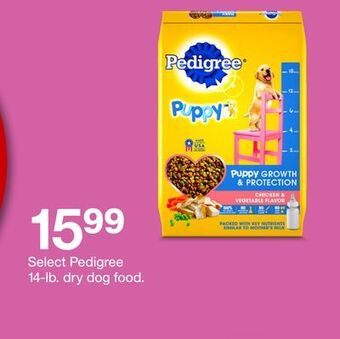 Target Select pedigree 14-lb. dry dog food offer