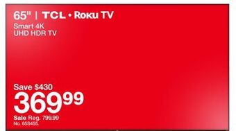 Target 65" smart 4k uhd hdr tv offer
