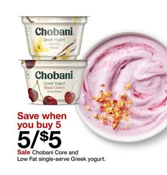 Target Chobani core and low fat single-serve greek yogurt offer