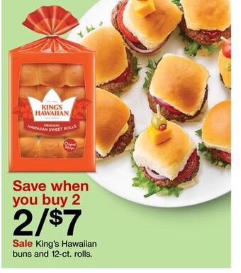 Target King's hawaiian buns and 12-ct. rolls offer