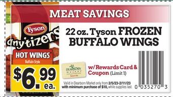 Dearborn Market Tyson frozen buffalo wings offer