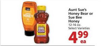 Albertsons Aunt Sue's Honey Bear Or Sue Bee Honey offer