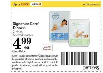 Pavilions Signature Care® Diapers offer