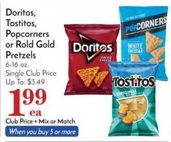 Pavilions Doritos, Tostitos, Popcorners Or Rold Gold Pretzels offer