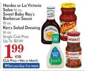 Pavilions Herdez Or La Victoria Salsa, Sweet Baby Ray's Barbecue Sauce, Ken's Salad Dressing offer