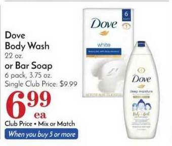 Pavilions Dove Body Wash Or Bar Soap offer