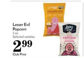 Pavilions Lesser Evil Popcorn offer