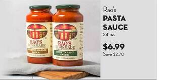 Bristol Farms Rao's pasta sauce offer